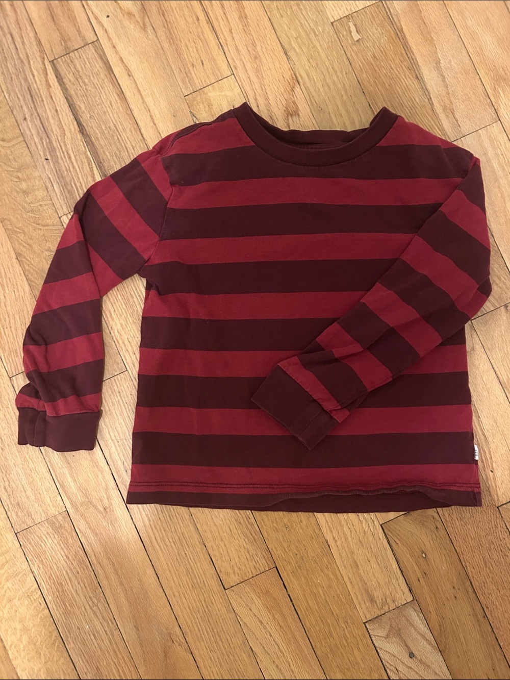 GAP Kids Long Sleeve Striped Tee in Burgundy and Maroon